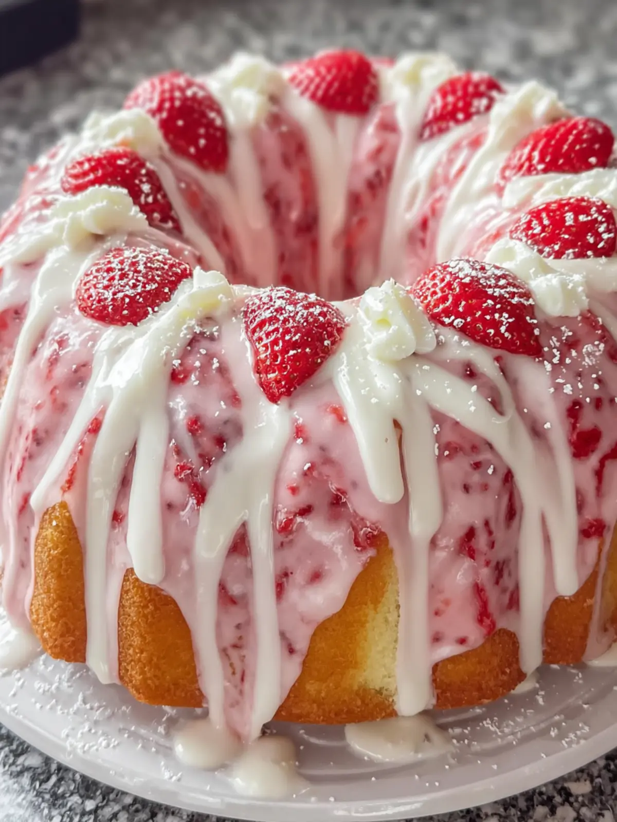 Vanilla Strawberry Bundt Cake Delight First Image
