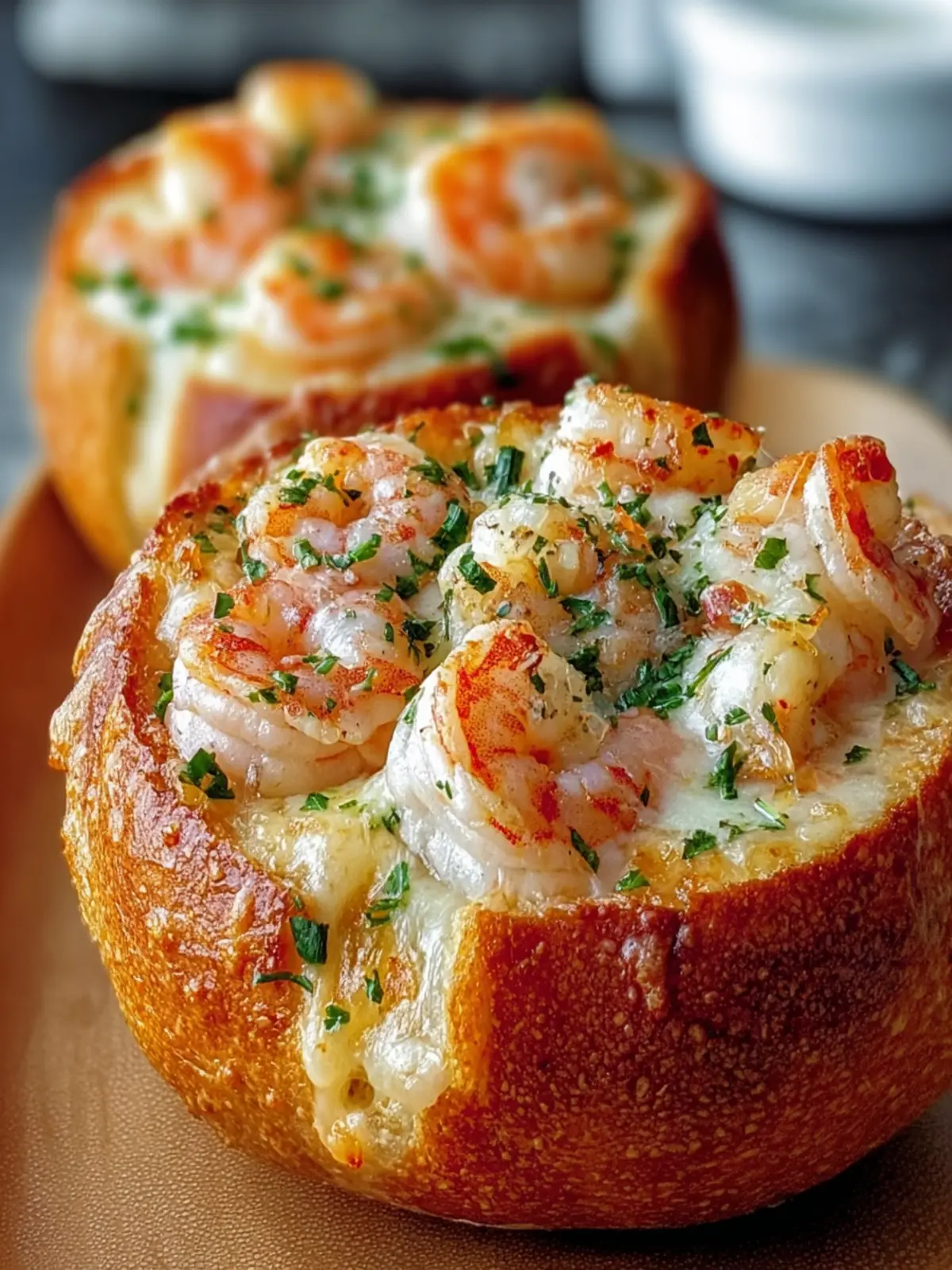 Cheesy Garlic Shrimp Bread Bowls First Image