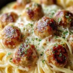 Creamy Pasta with Chicken Meatballs First Image