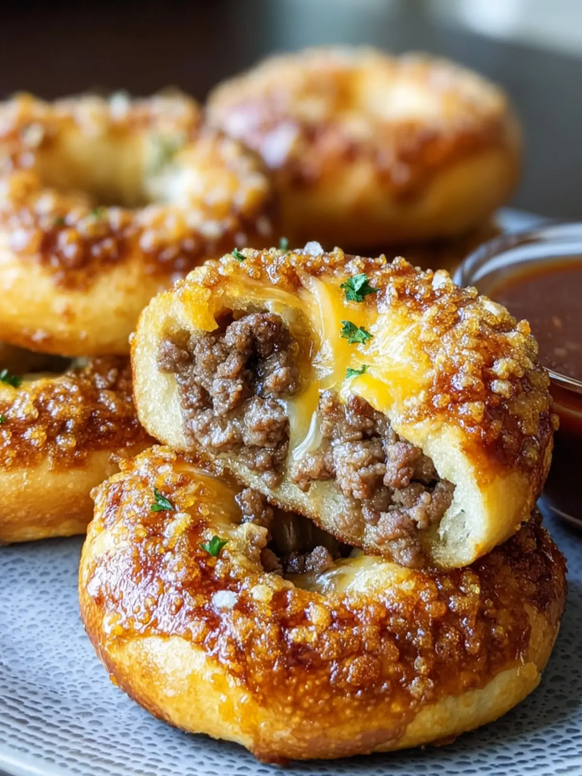 Savory Beef-Stuffed Pretzel Bagels First Image