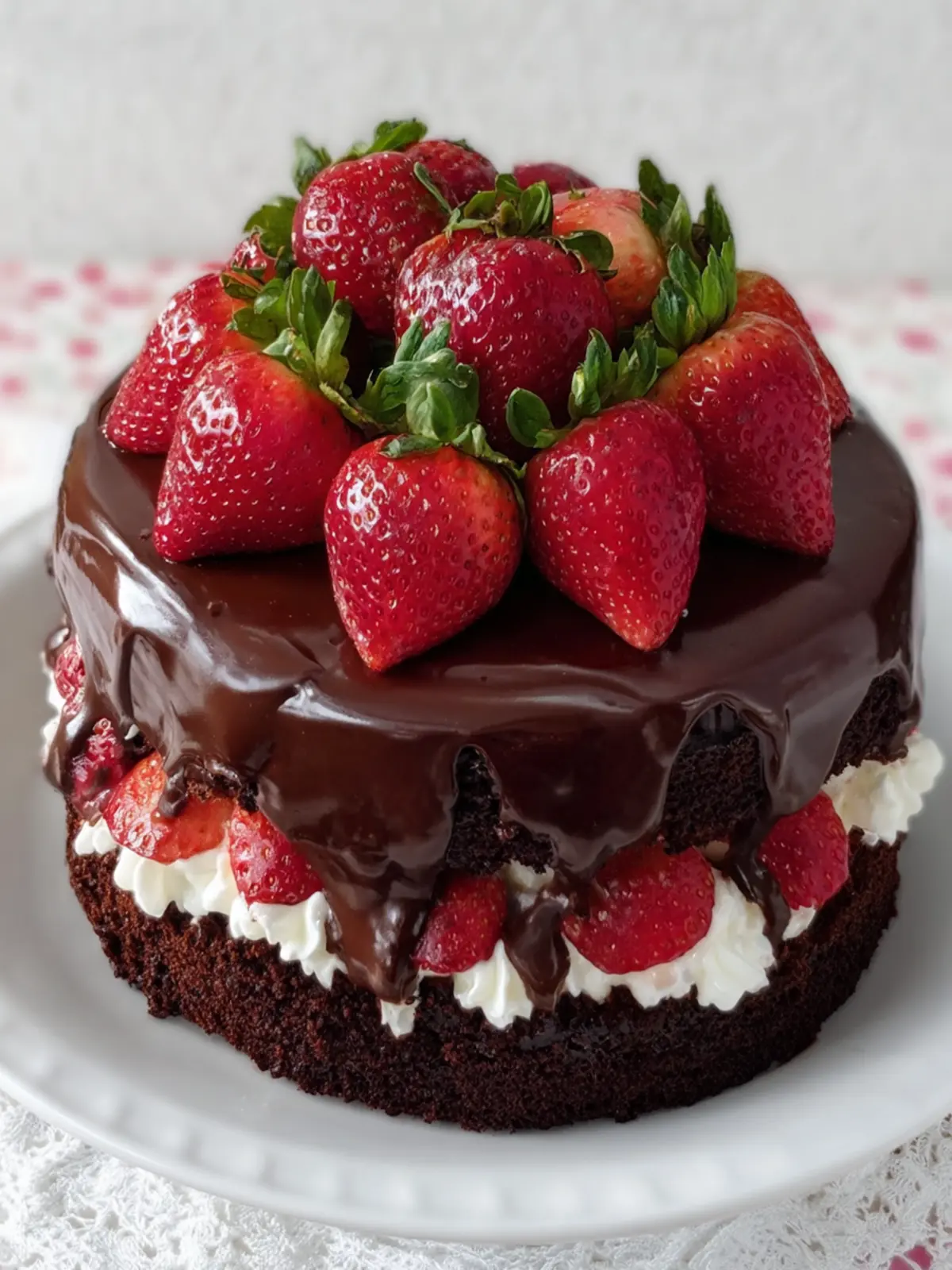 Decadent Chocolate Strawberry Cake First Image