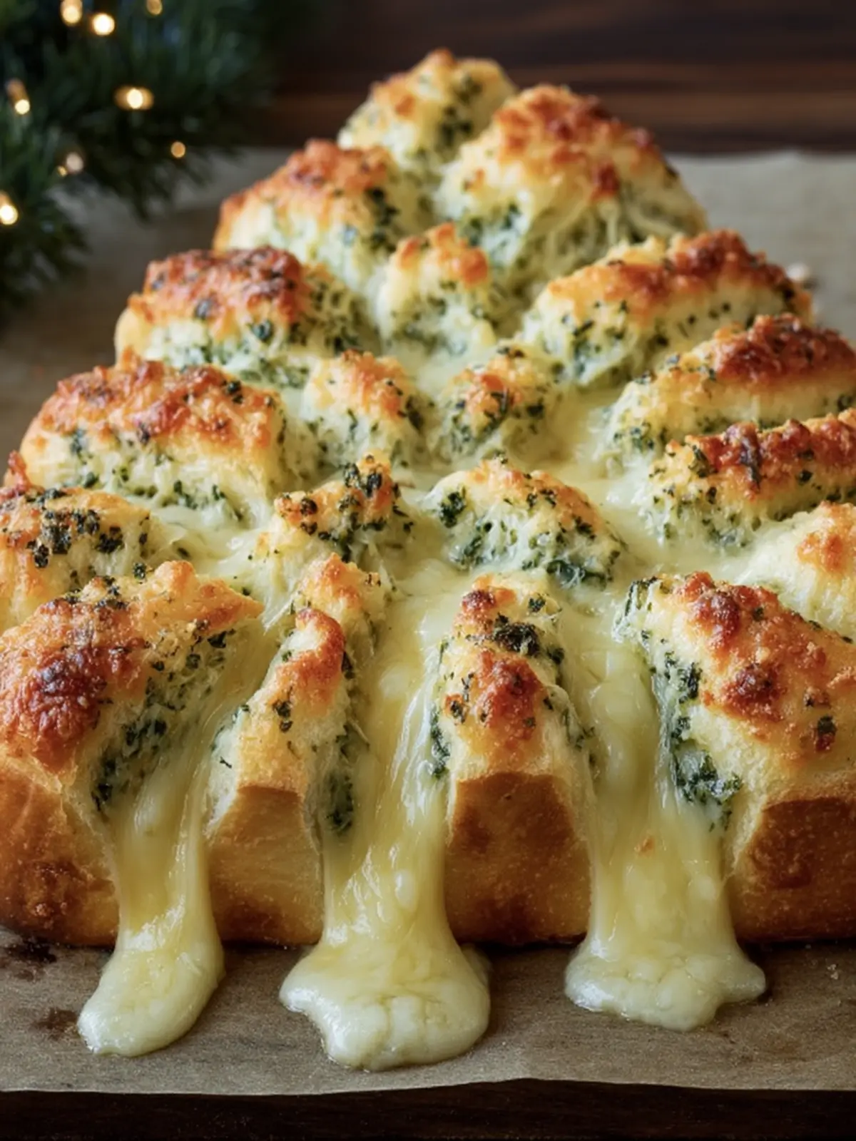 Cheesy Spinach Christmas Tree Bread First Image