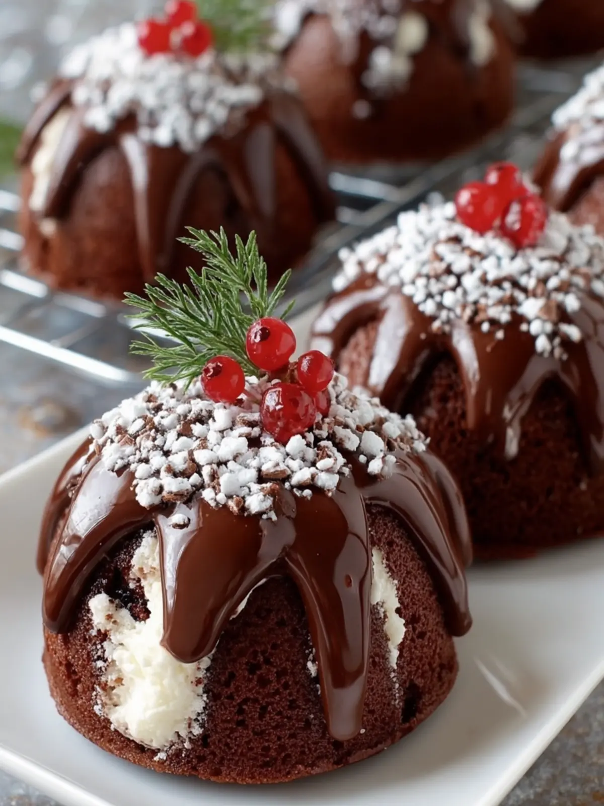 Festive Christmas Chocolate Bombe Cakes First Image