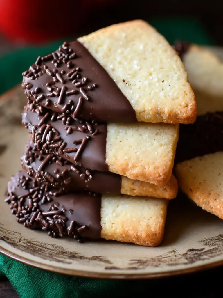 Chocolate Dipped Shortbread Cookies First Image
