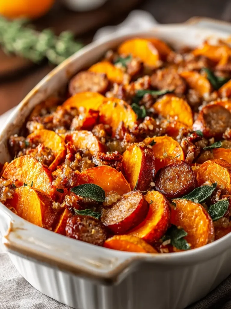 Sweet Potato and Sausage Casserole Recipe First Image