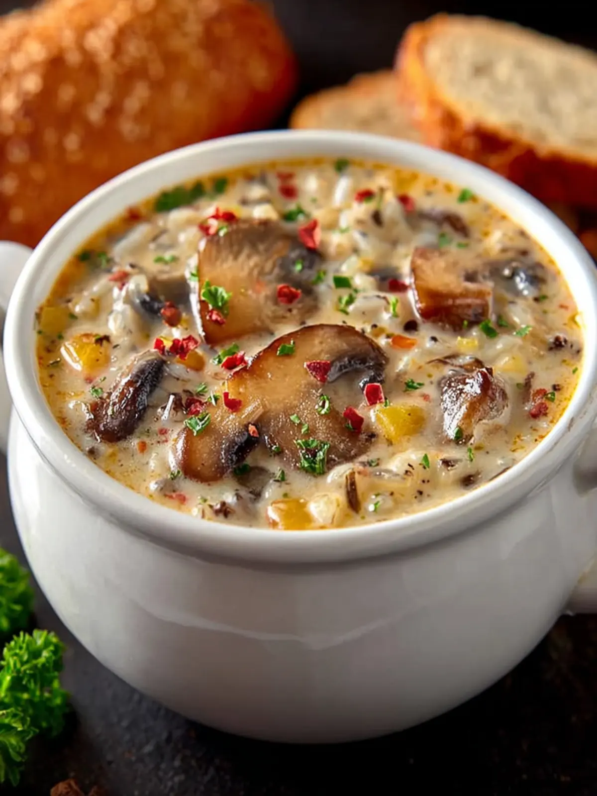 Creamy Wild Rice Mushroom Soup First Image