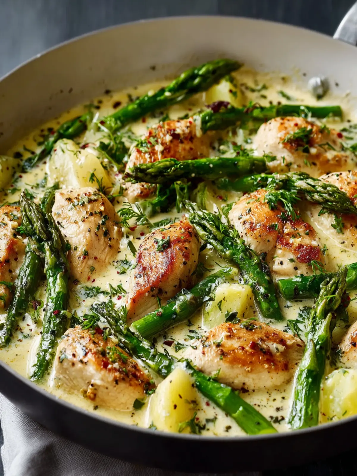 Creamy Chicken Asparagus Skillet First Image