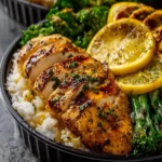 Healthy Lemon Garlic Chicken Meal Prep Bowls First Image