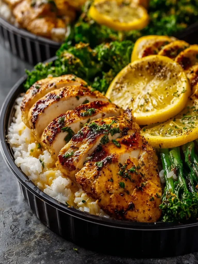 Healthy Lemon Garlic Chicken Meal Prep Bowls First Image